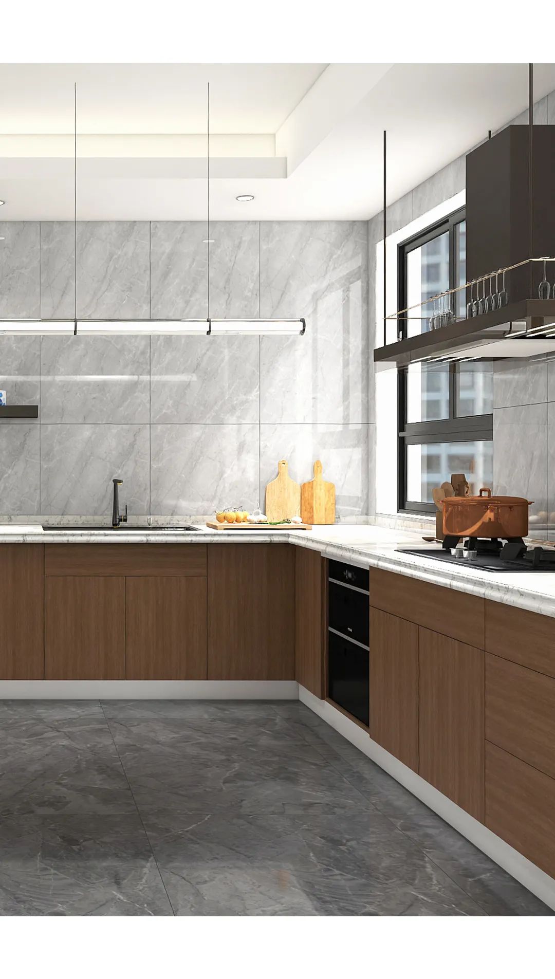 91免费版视频质感砖TPGR26019 普达佩斯餐厨一体效果图